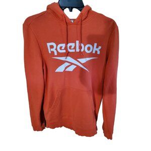 reebok unisex pullover orange/white small logo w/handwarmer front hoodie